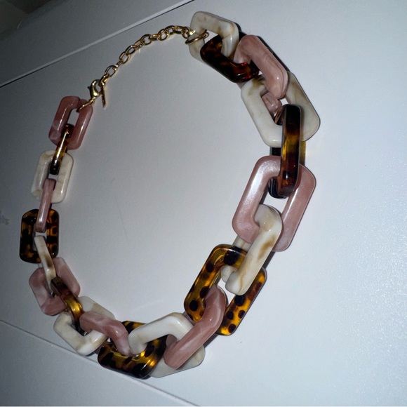 Isadora necklace chain link 🔗 pink brown white crystal look style chained gold - Picture 6 of 10